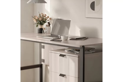 Psací stůl Cremona na kovových nohách s kontejnerem - písková béžová psací stůl Cremona na kovových nohách s kontejnerem - béžová Pískový 