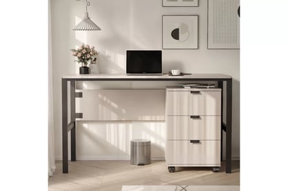 Psací stůl Cremona na kovových nohách s kontejnerem - písková béžová psací stůl Cremona na kovových nohách s kontejnerem - béžová Pískový 