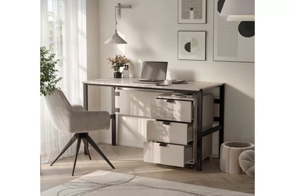 Psací stůl Cremona na kovových nohách s kontejnerem - písková béžová psací stůl Cremona na kovových nohách s kontejnerem - béžová Pískový 