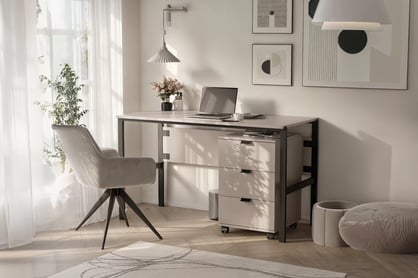 Písací stôl Cremona 128 cm s kontajnerom - pieskový béžový Písací stôl Cremona na kovových nohách s kontajnerom - Béžová Pieskový