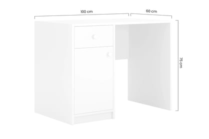 Detský písací stôl Bonzo 100 cm s jednými dverami a zásuvkou - biely Písací stôl dzieciece Bonzo 100 cm jednodverové z szuflada - biale