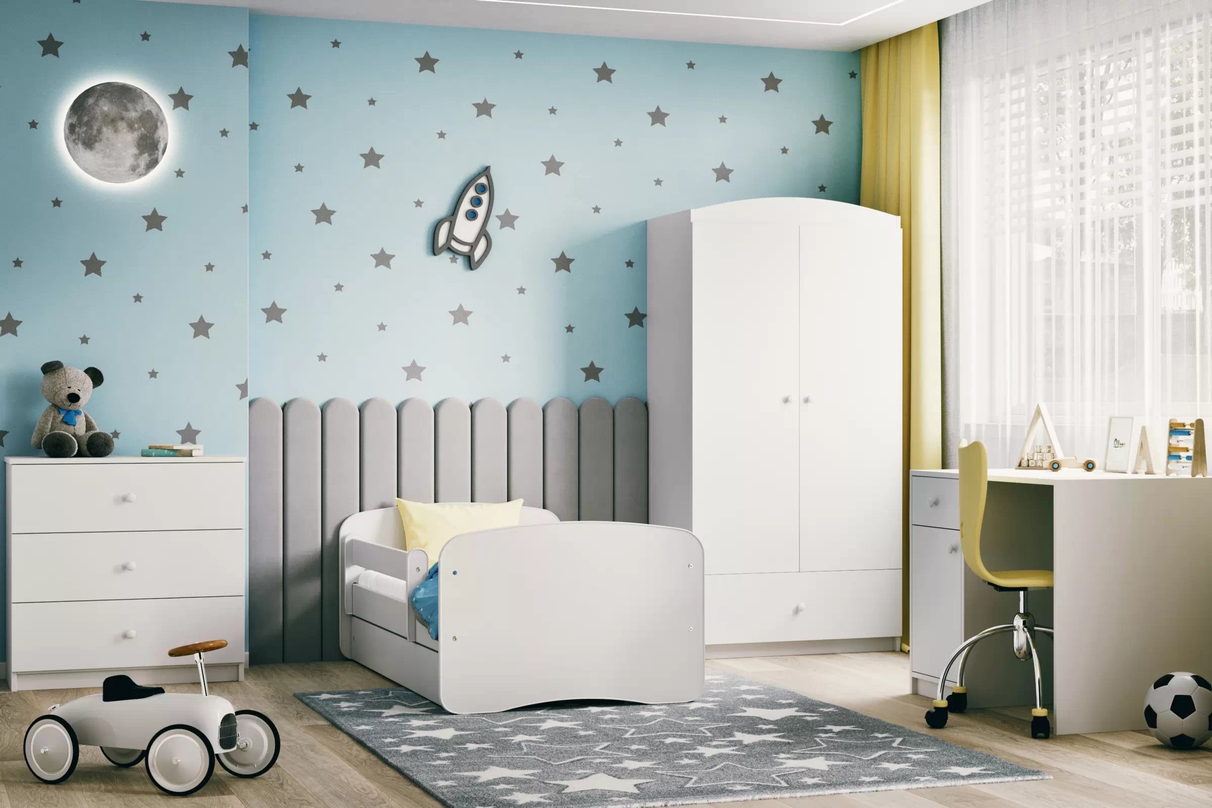 Detský písací stôl Bonzo 100 cm s jednými dverami a zásuvkou - biely Písací stôl dzieciece Bonzo 100 cm jednodverové z szuflada - biale