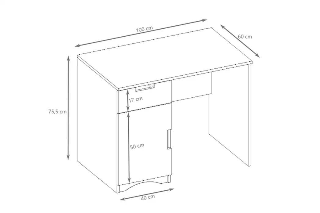 Detský písací stôl Guli 100 cm so zásuvkou - biela Písací stôl dzieciece Guli 100 cm z szuflada - Biely