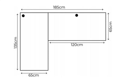 Rohový PC stôl Kerbi 135 cm s LED ľavá - biela Písací stôl gamingowe narozne lewe Kerbi 135 cm z tasma LED - Biely