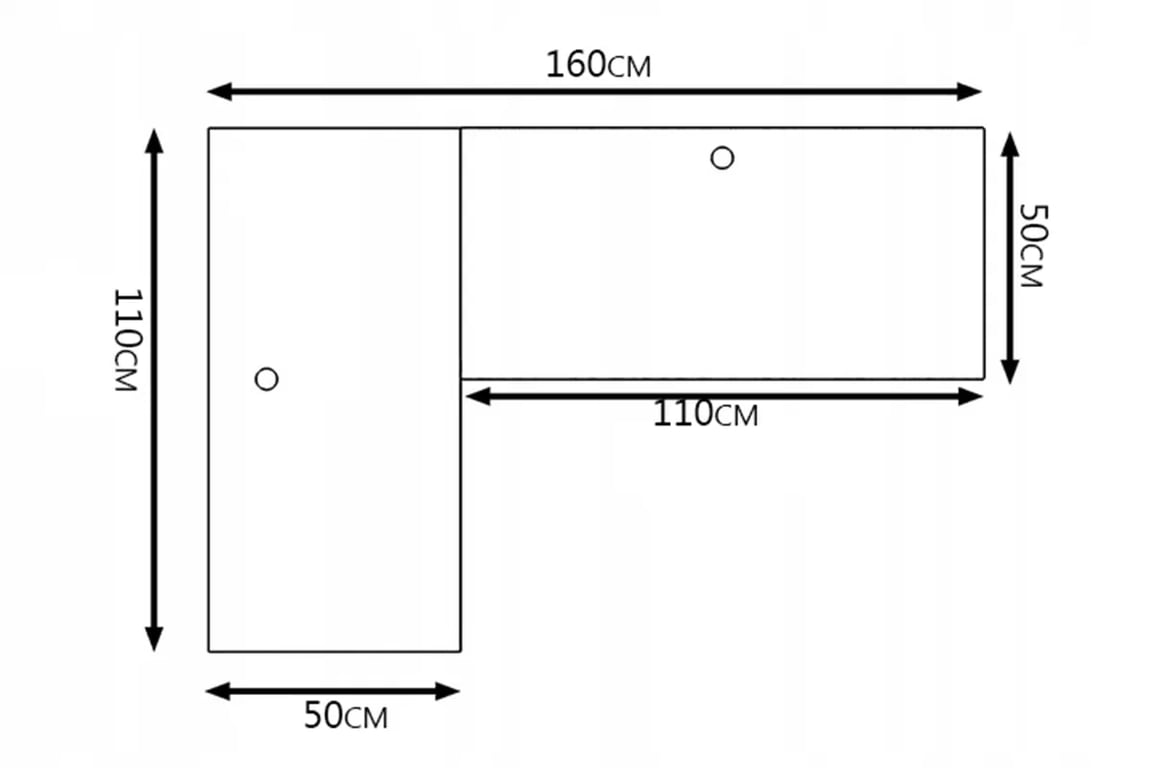 PC stôl Nelmin 160 cm s LED ľavá - biela / čierna Písací stôl gamingowe Nelmin 160 cm na kovových nohách z tasma LED lewe - biela / čierny 