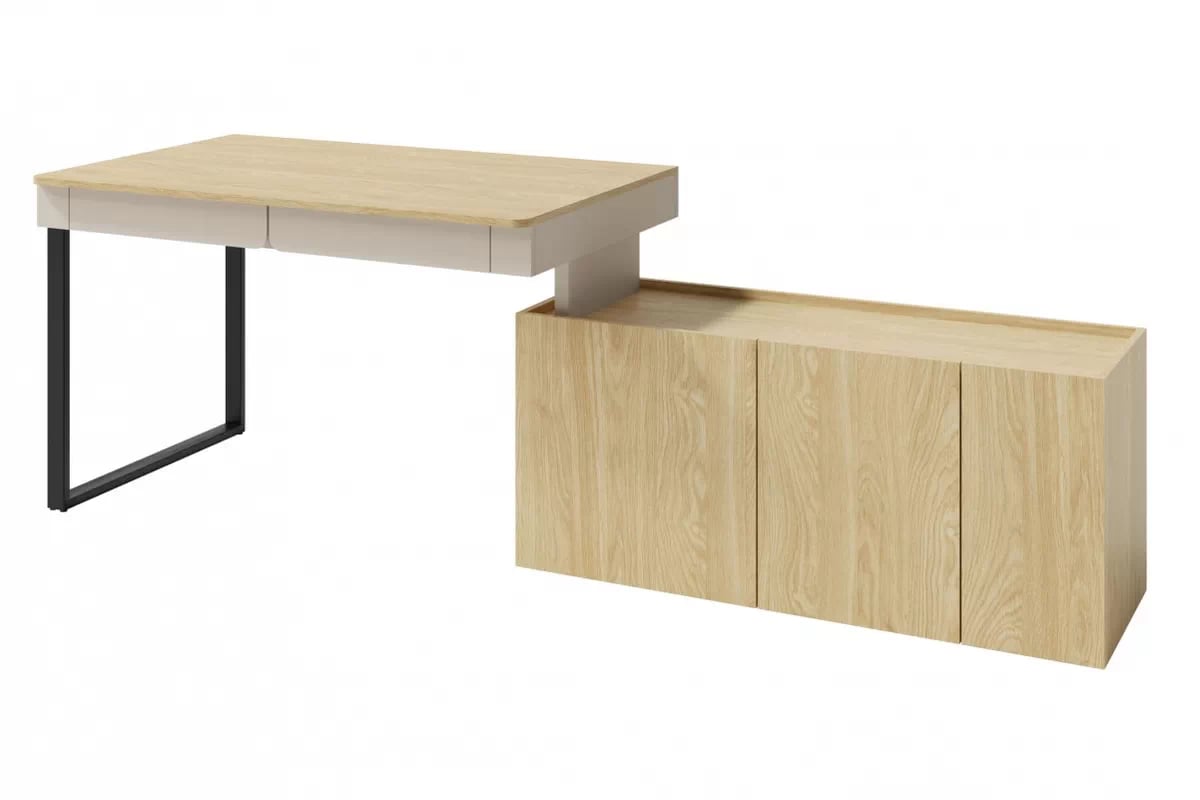 PC stôl s komodou Luca – béžová / dub olejovaný Písací stôl z komoda Luca 10 - bez Pieskový / Dub olejowany
