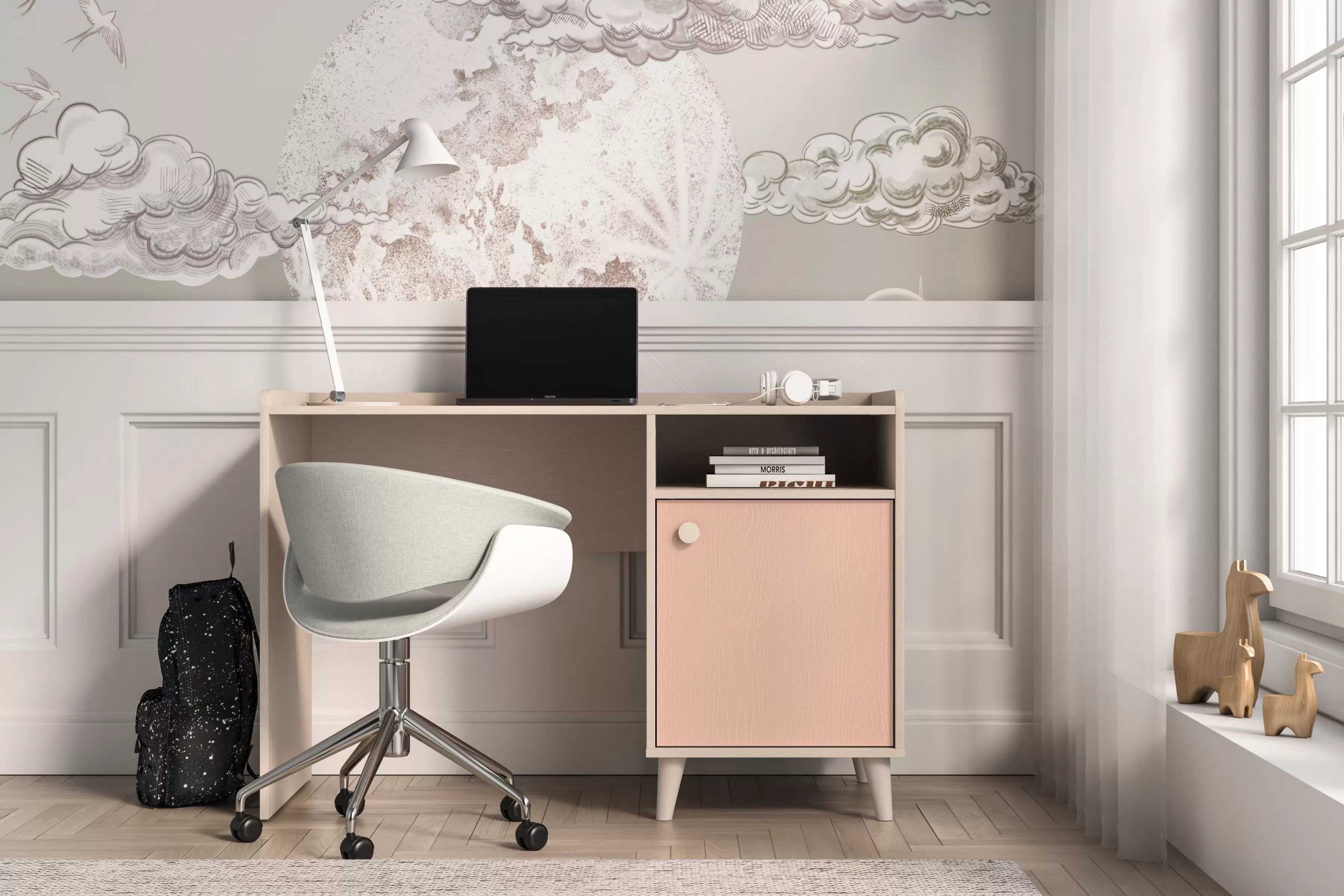 Dětský psací stůl Marla 120 cm - pouštní písek / růžová psací stůl Marla 120 cm - piasek pustyni / millenial pink