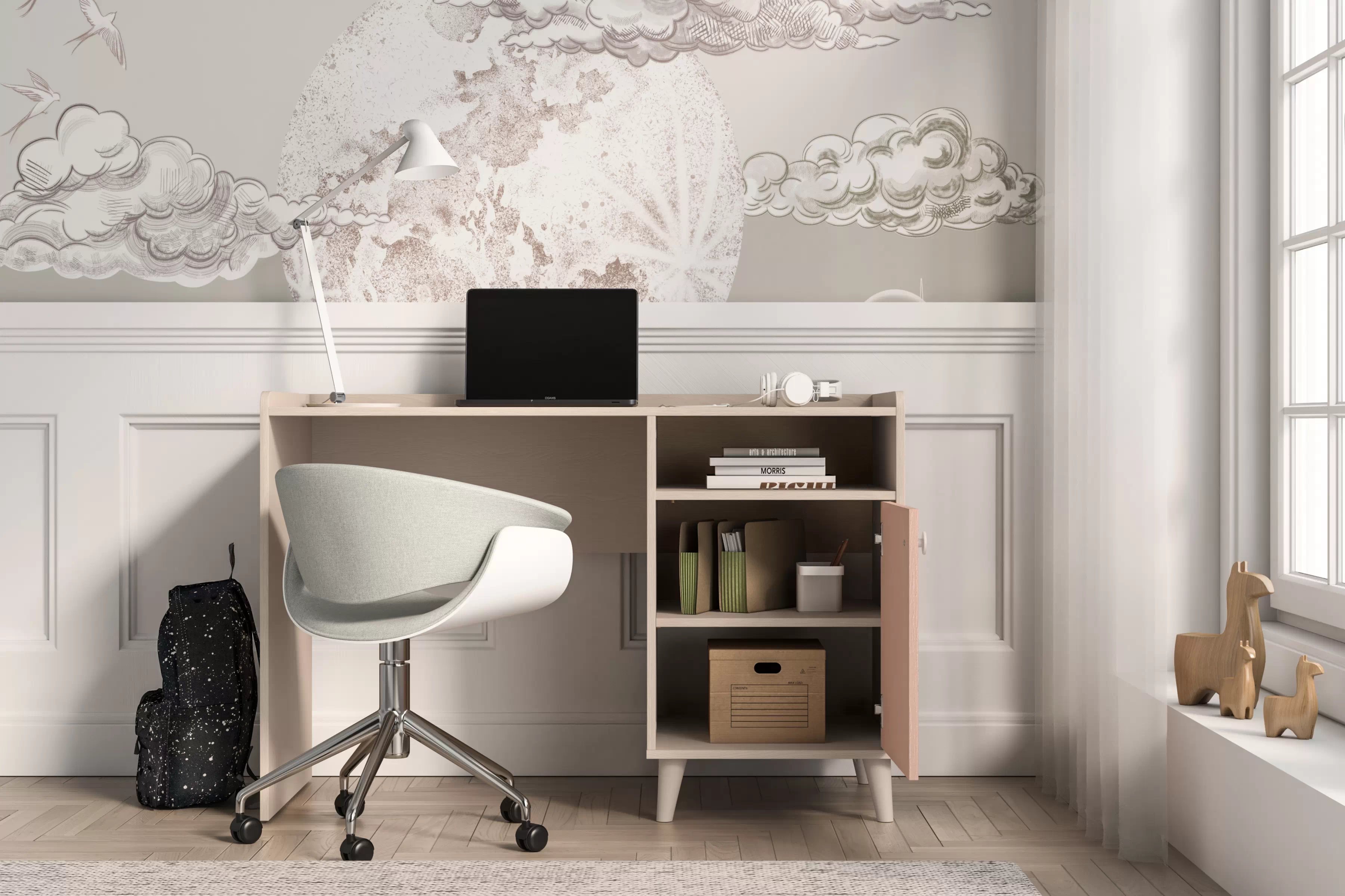 Dětský psací stůl Marla 120 cm - pouštní písek / růžová psací stůl Marla 120 cm - piasek pustyni / millenial pink