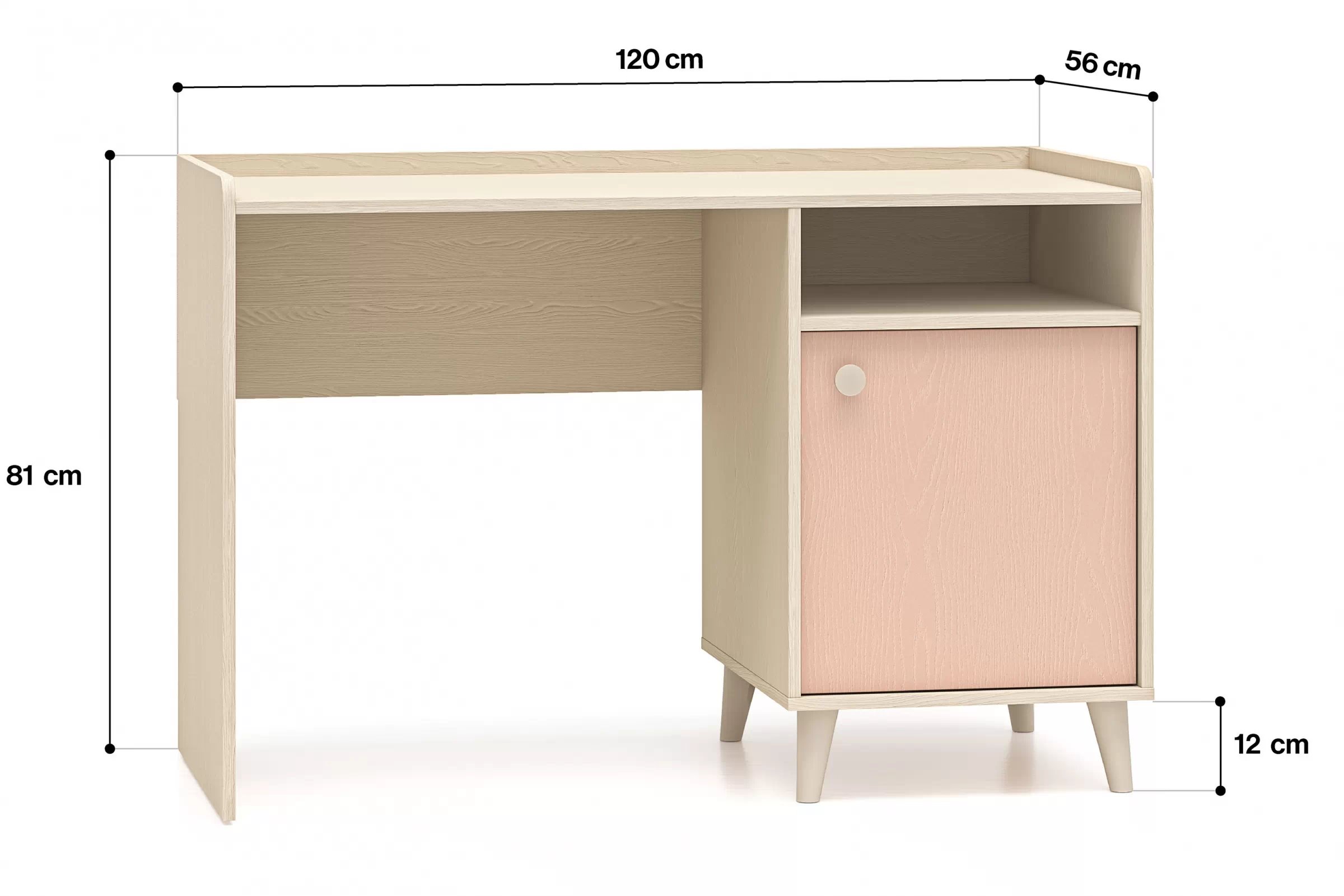 Dětský psací stůl Marla 120 cm - pouštní písek / růžová psací stůl Marla 120 cm - piasek pustyni / millenial pink