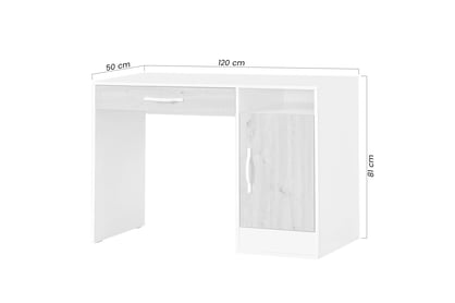 Mládežnícky písací stôl Lomaro 120 cm so zásuvkou - biela / čierny úchyt Písací stôl mlodziezowe Lamaro 120 cm z szuflada - Biely / Úchytka Čierny 