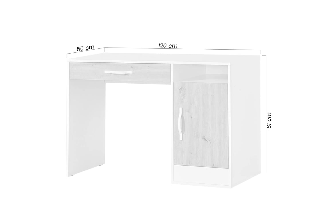 Mládežnícky písací stôl Lomaro 120 cm so zásuvkou - biela / čierny úchyt Písací stôl mlodziezowe Lamaro 120 cm z szuflada - Biely / Úchytka Čierny 