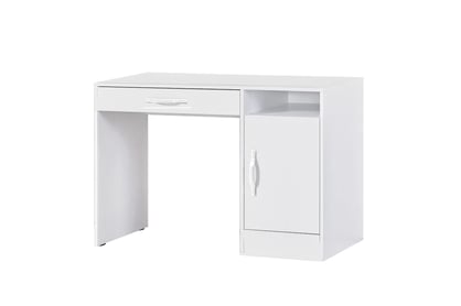 Mládežnícky písací stôl Lomaro 120 cm so zásuvkou - biela / biely úchyt