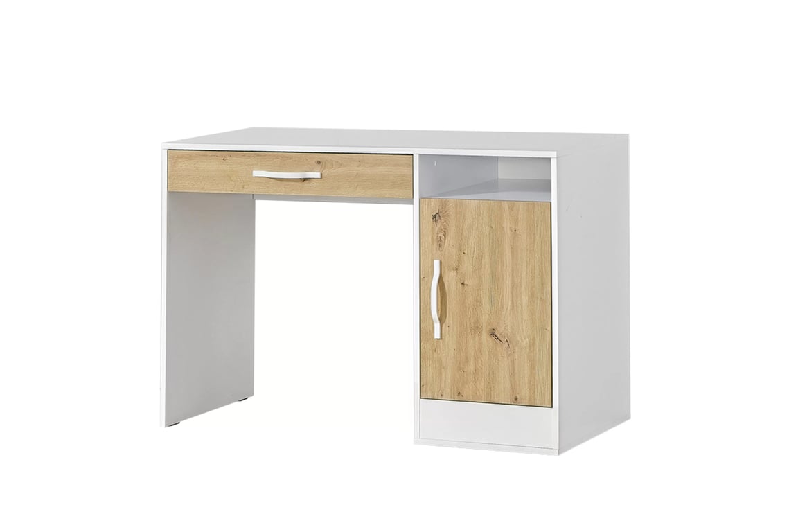 Mládežnícky písací stôl Lomaro 120 cm so zásuvkou - dub artisan / biely úchyt Písací stôl mlodziezowe Lomaro 120 cm z szuflada - Dub artisan / Úchytka Biely