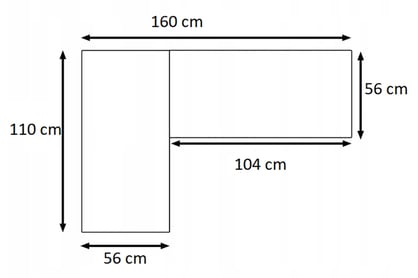 Rohový písací stôl Verin 160x110 cm ľavá - čierna Písací stôl narozne Verin 160 cm na kovových nohách lewe - Čierny