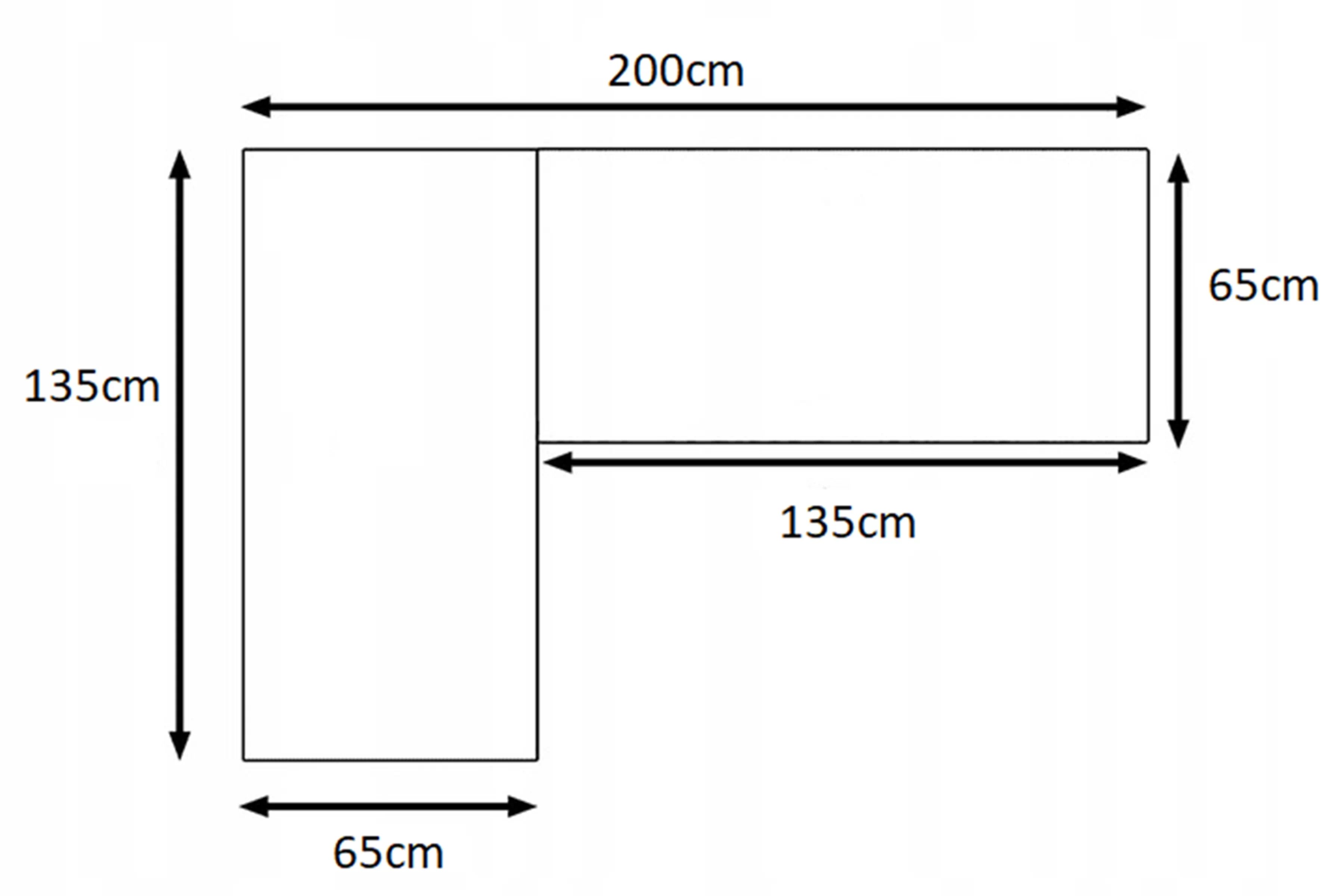 Rohový písací stôl Verin 200x135 cm na ľavá - čierna Písací stôl narozne Verin 200 cm na kovových nohách lewe - Čierny