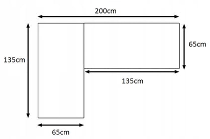 Rohový písací stôl Verin 200x135 cm ľavá so zadnou stenou - čierna Písací stôl narozne Verin 200 cm na kovových nohách z blendami lewe - Čierny