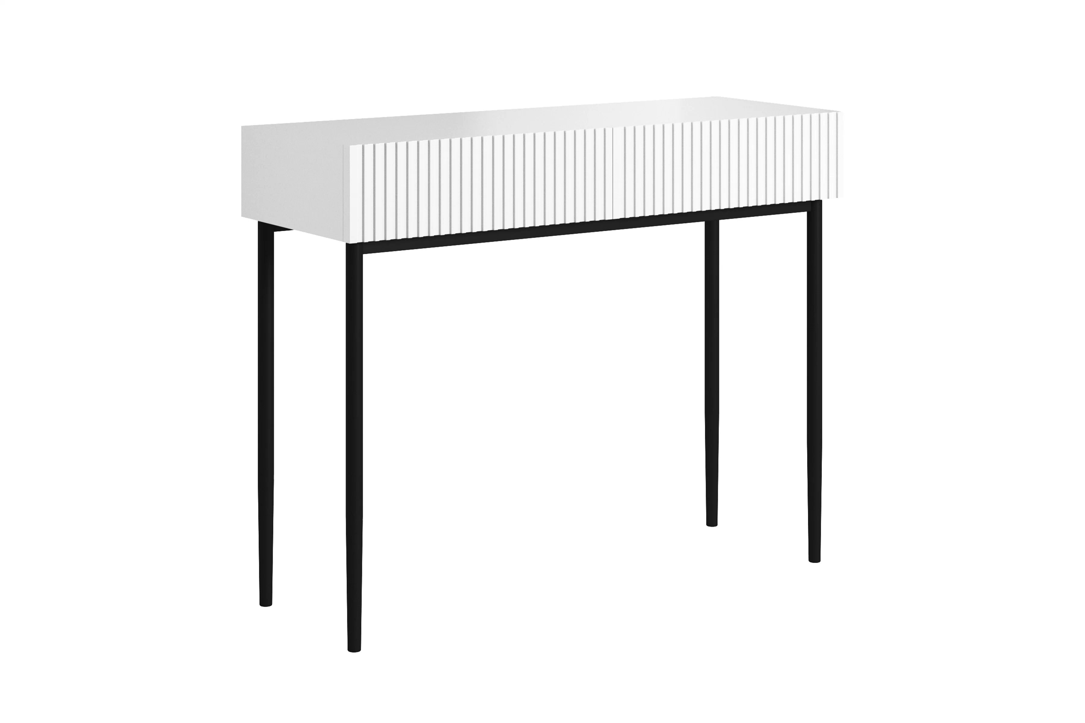 Moderný písací stôl Nicole - biely mat / čierne nožičky Písací stôl Nicole 100 cm so zásuvkami - biely mat / čierny nozki