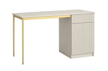Jednodverový písací stôl Nicole 120 cm so zásuvkou - kašmír / zlaté nohy