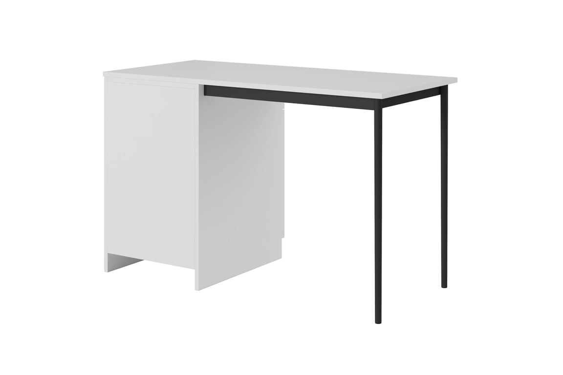 Písací stôl Nicole 120 cm so zásuvkou – biely mat / čierne nožičky Písací stôl Nicole 120 cm z szuflada - biely mat / čierny nozki