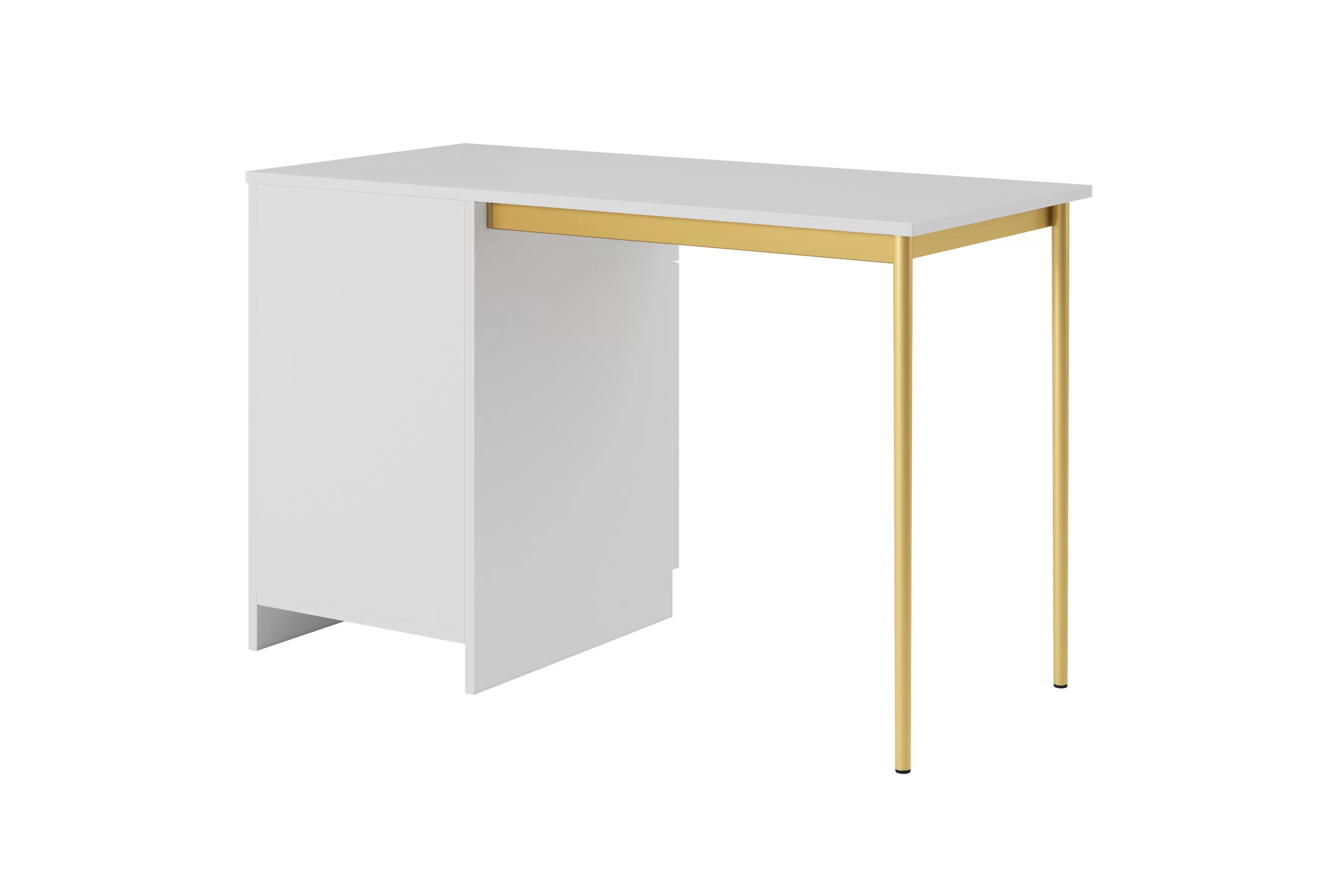 Písací stôl Nicole 120 cm so zásuvkou – biely mat / zlatá Písací stôl Nicole 120 cm z szuflada - biely mat / zlote nozki