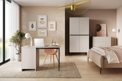 Psací stůl Nicole 120 cm – kašmírová / černé nožky psací stůl Nicole 120 cm z szuflada - kašmír / černá nozki