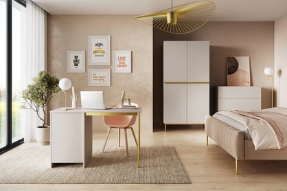 Písací stôl Nicole 120 cm so zásuvkou – kašmírová / zlatá Písací stôl Nicole 120 cm z szuflada - kašmír / zlote nozki