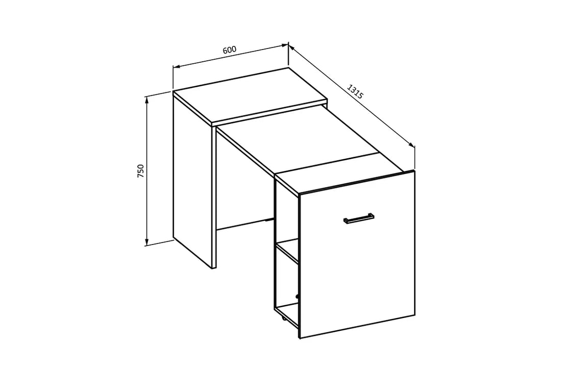 Písací stôl výsuvný Smart - Orech okapi Písací stôl výsuvný Smart - Orech okapi - Rozmery Písacie stoly rozlozonego