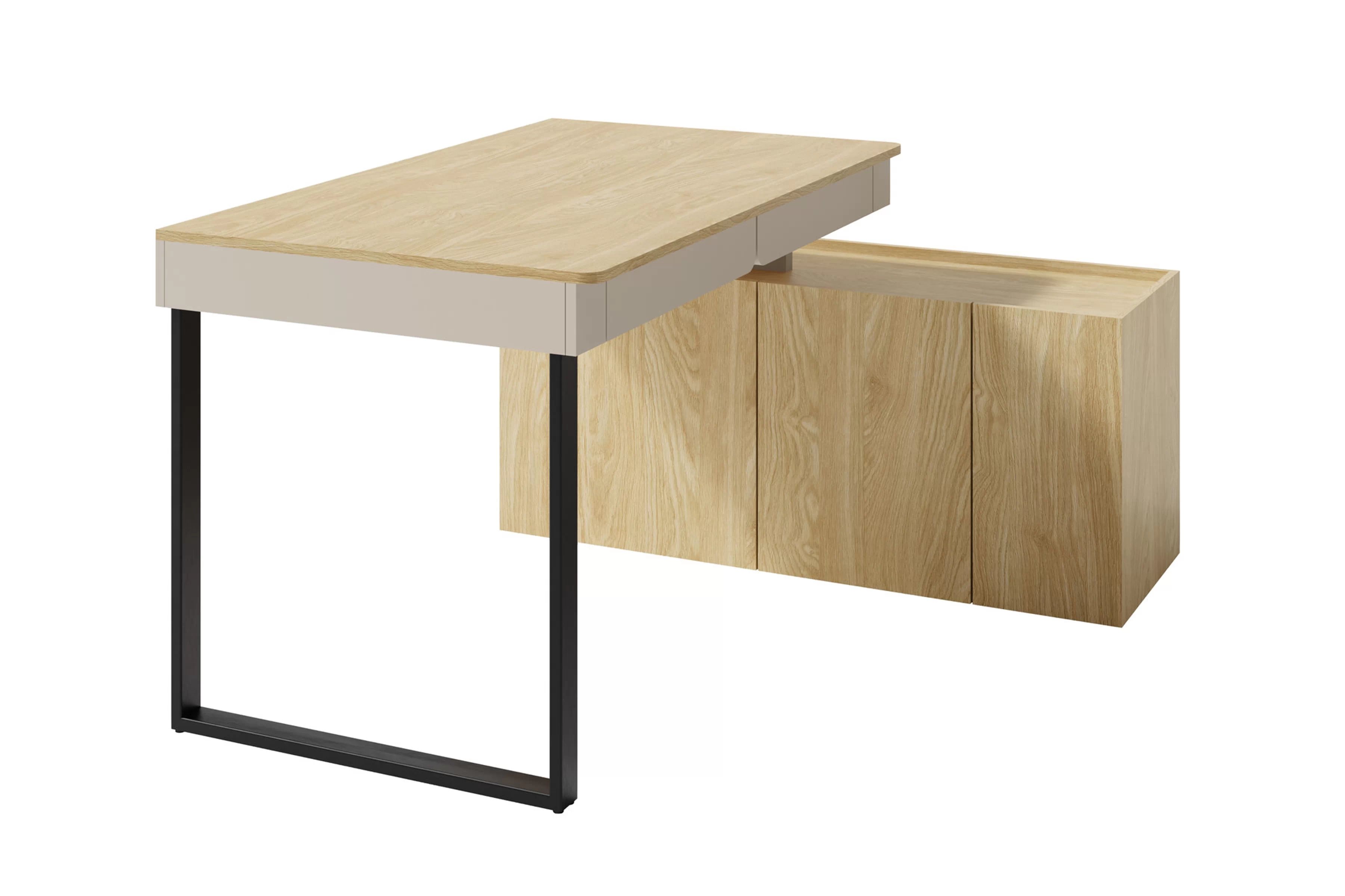 PC stôl s komodou Luca – béžová / dub olejovaný Písací stôl z komoda Luca - bez Pieskový / Dub olejowany