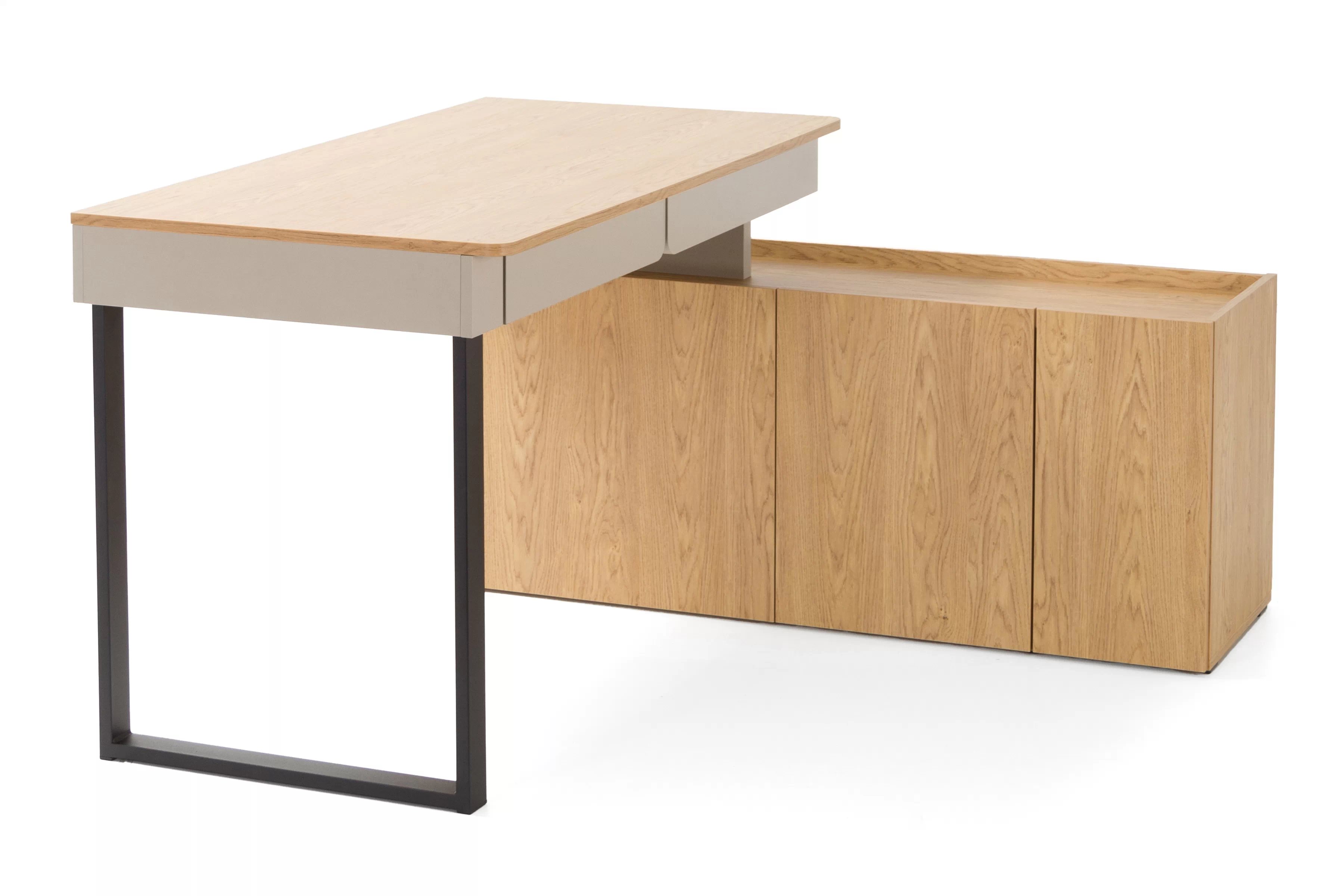 PC stôl s komodou Luca – béžová / dub olejovaný Písací stôl z komoda Luca 10 - bez Pieskový / Dub olejowany