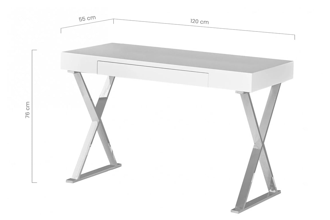 Psací stůl Geniso 120 cm se zásuvkou - bílý / chromované nohy psací stůl z szuflada Geniso 120 cm - bílá / Nohy Chromovaný