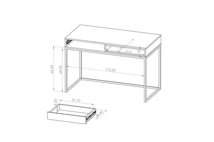 Písací stôl Maleza 120 cm - biela / dub artisan Písací stôl