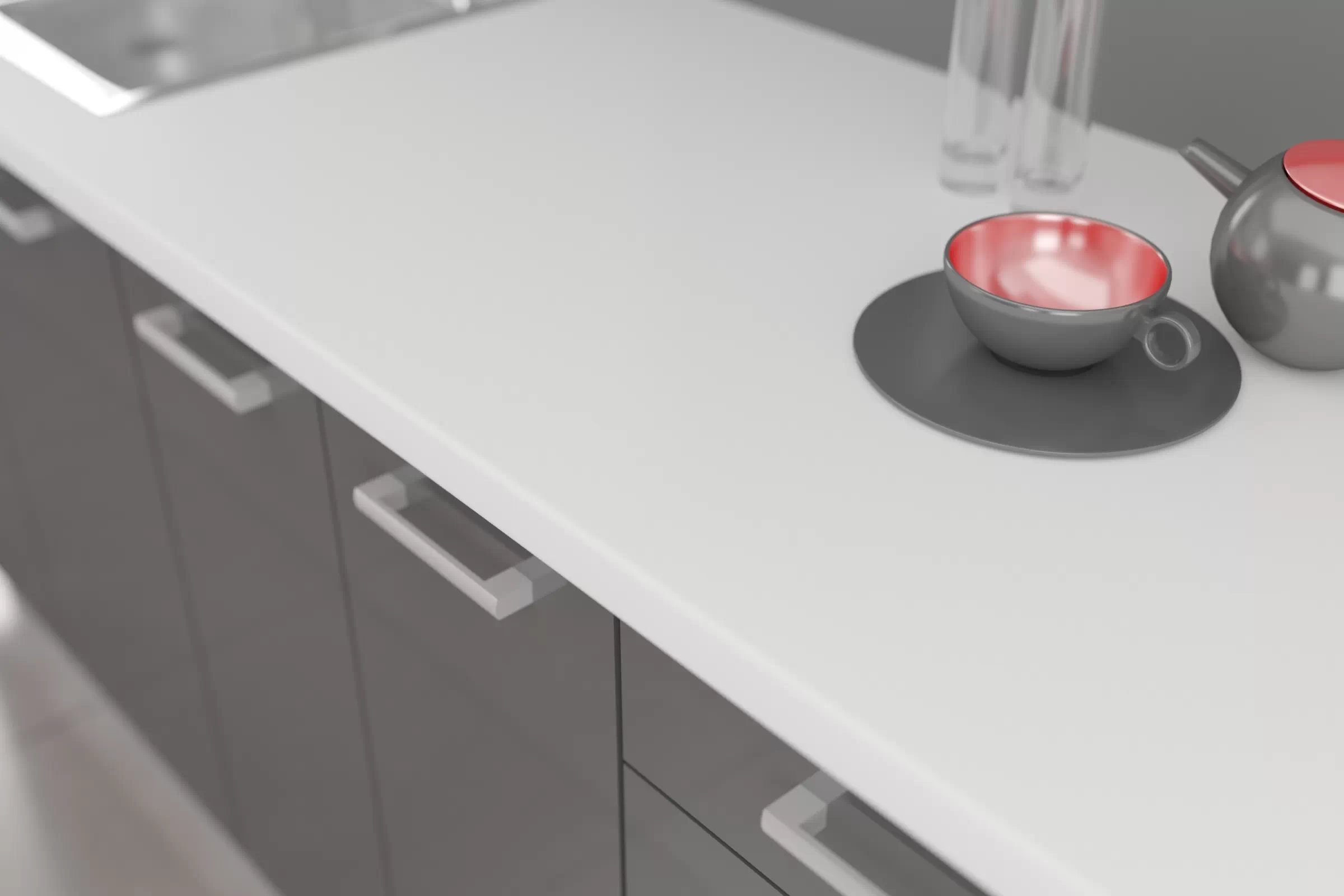 Kuchynská pracovná doska 2,8cm Biely - 150 cm - Koncovka Série  Kuchynská pracovná doska Nábytok Bogart 2,8cm Biely - 150 cm - Výpredaj