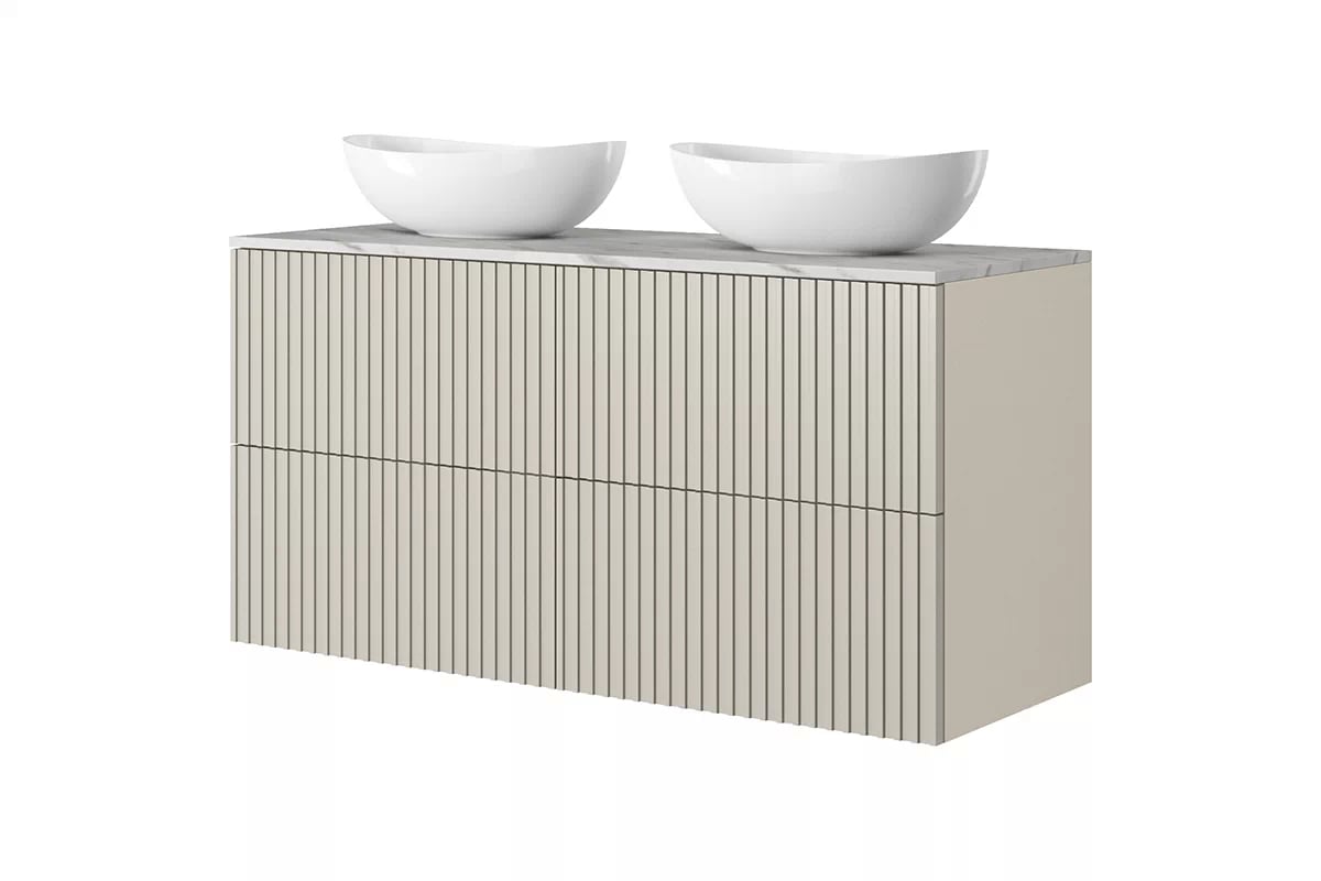 MDF doska pod umývadlo Nicole 120 cm - crema bianca Pracovná doska Nicole 120 cm - crema bianca MDF - z umywalkami nablatowymi a skriňkami wiszacymi kaszmirowymi