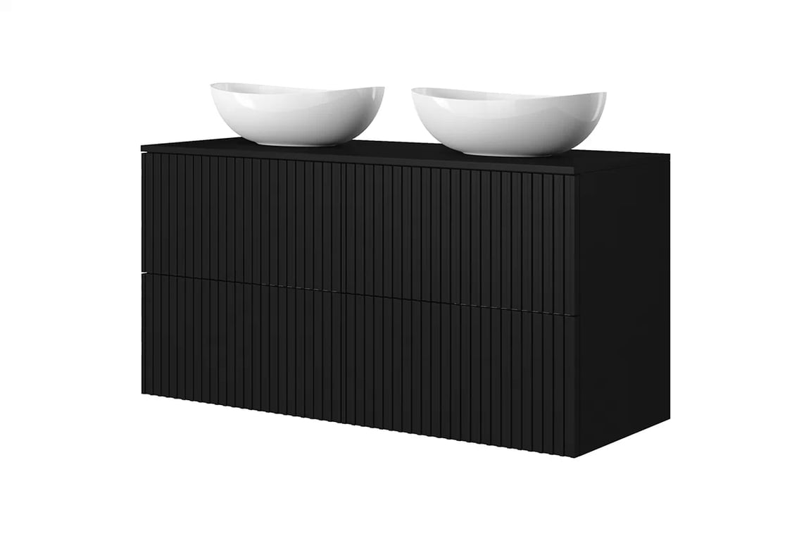 Blat Nicole 120 cm - MDF negru mat Blat Nicole 120 cm - MDF negru mat - cu blat chiuvete și dulapuri suspendate negru