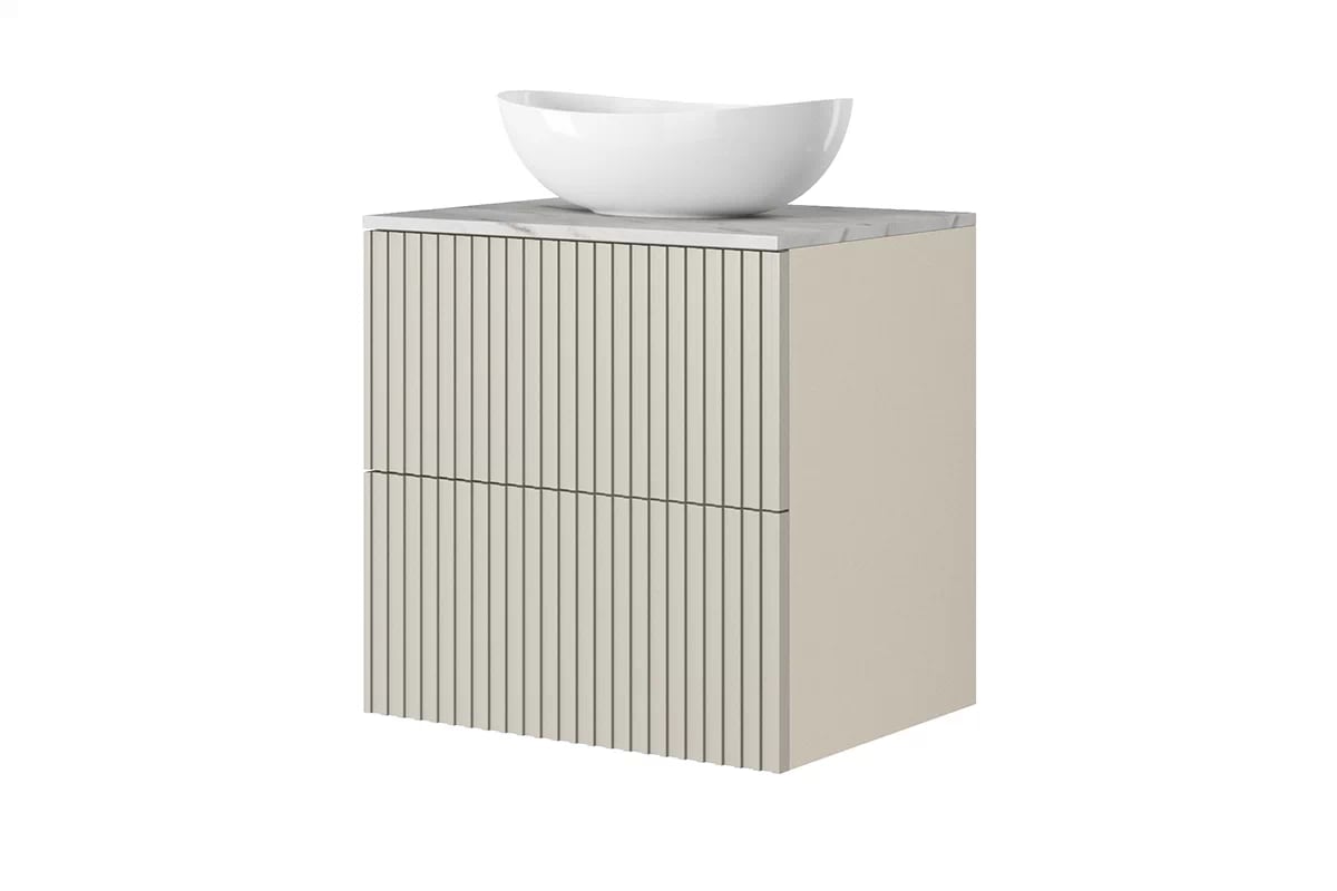 MDF doska pod umývadlo Nicole 60 cm - crema bianca Pracovná doska Nicole 60 cm - crema bianca MDF - S umývadlom a závesnou skrinkou  kašmír