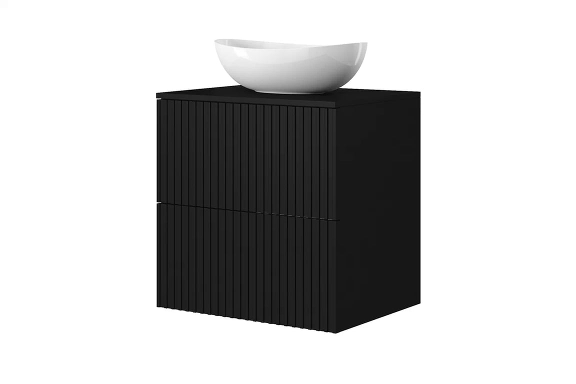 Blat Nicole 60 cm - MDF negru mat Blat Nicole 60 cm - MDF negru mat - Cu chiuvetă perete negru