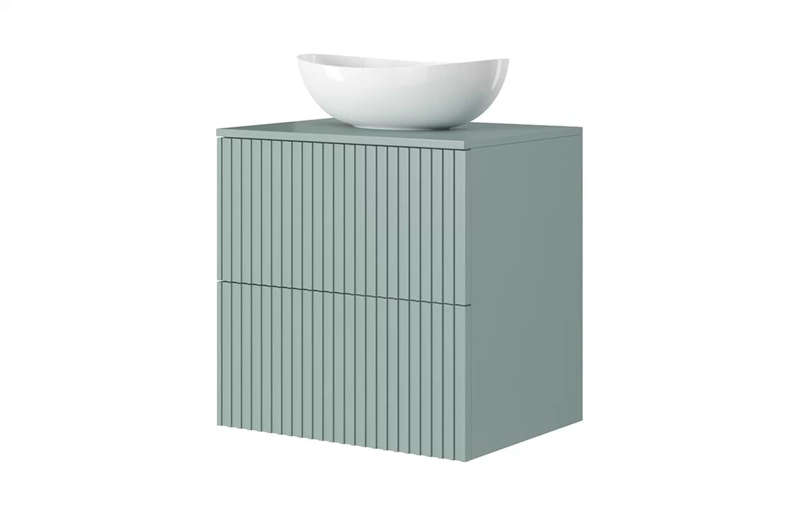 MDF doska pod umývadlo Nicole 60 cm - šalviová Pracovná doska Nicole 60 cm - šalviová MDF - S umývadlom a závesnou skrinkou  šalviová