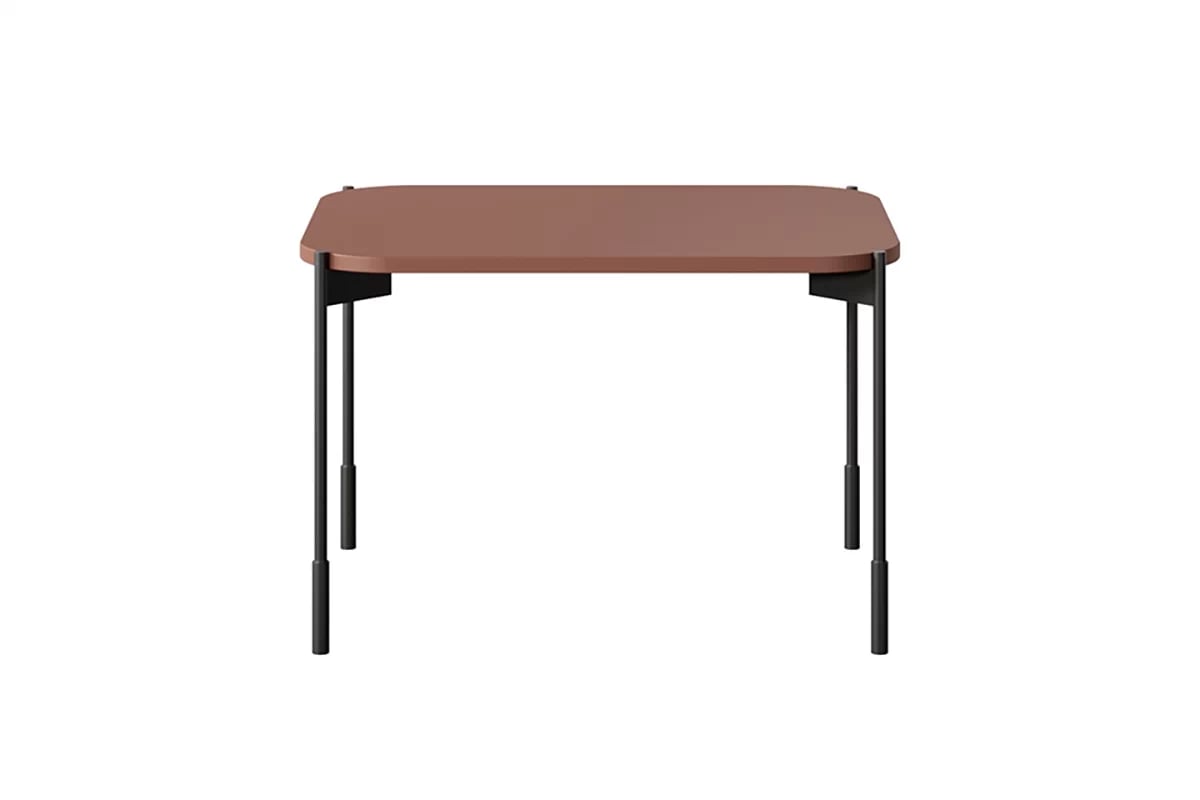 Konferenční stolek Sonatia 60 cm obdélníkový na kovových nohách - burgundská konferenční stolek prostokatny Sonatia 60 cm - burgund - bok