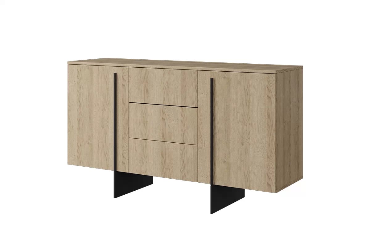 Komoda Larena se zásuvkami 150 cm - dub piškotový / černé nožky Komoda