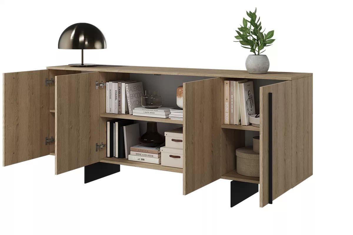 Komoda Larena 200 cm - dub piškotový / černé nožky Komoda do ložnice