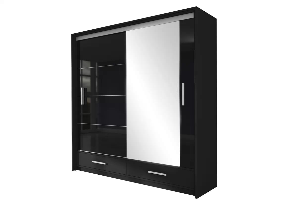 Skriňa Marsylia 203 Čierny lesk Zrkadlo Skriňa Marsylia 
