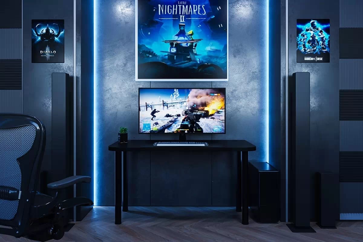 Polohovateľný PC stôl Alin 120 cm - čierna Písací stôl gamingowe Alin 120 cm z regulacja wysokosci - Čierny 