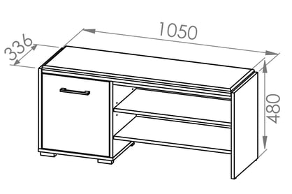 skříňka na boty jednodveřová z dwiema wnekami i tapicerowanym sedadlem Migoz 07 - světlý dub sonoma Skříňka na boty jednodveřová z dwiema wnekami i tapicerowanym sedadlem Caro 07 - Světlá sonoma- Rozměry