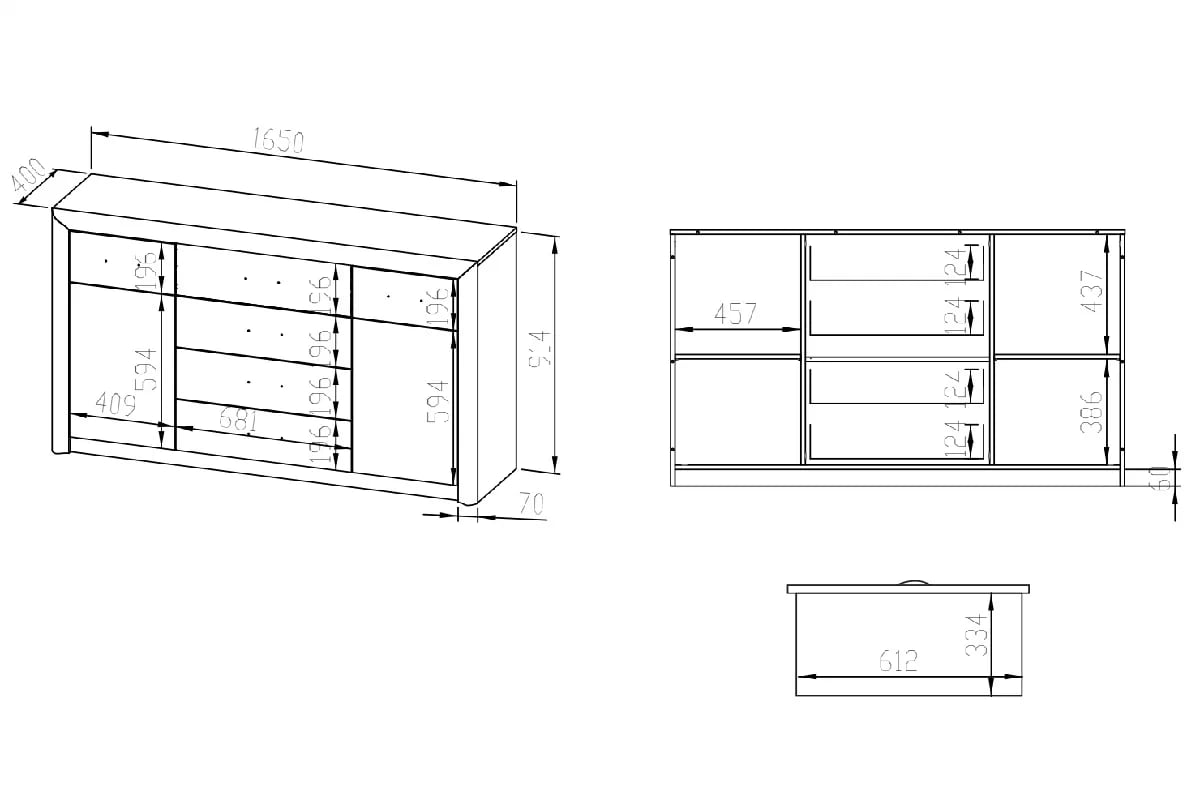 Komoda Mogazi 08 so zásuvkami 165 cm - dub sonoma svetlý / dub sonoma truflový Komoda