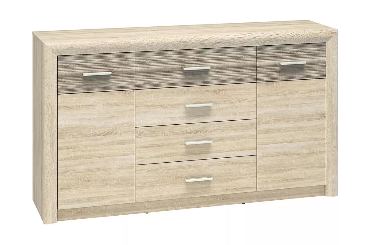 Komoda Mogazi 08 so zásuvkami 165 cm - dub sonoma svetlý / dub sonoma truflový Komoda . so zásuvkami