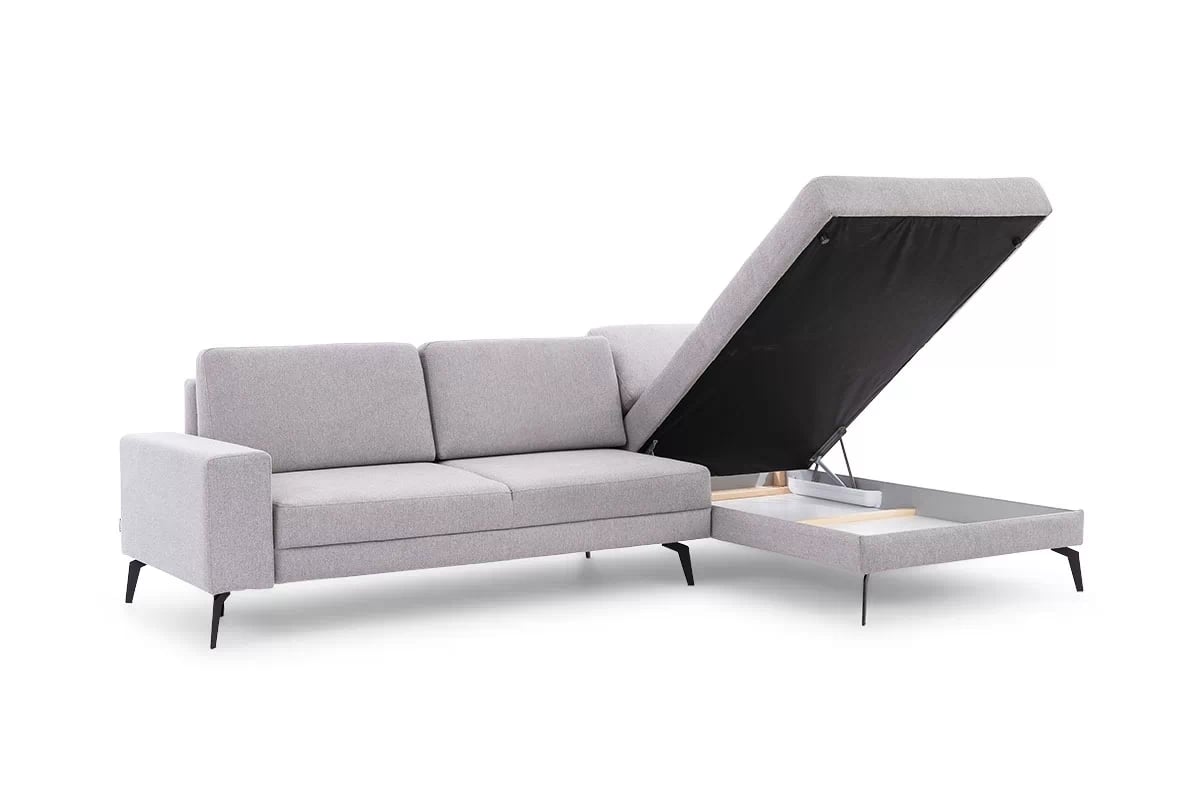 Rohová rozkladacia sedacia súprava Elentio Mini Pravá - sivá tkanina Gemma 85 Rohová sedacia súprava Elentio Mini Úložný priestor