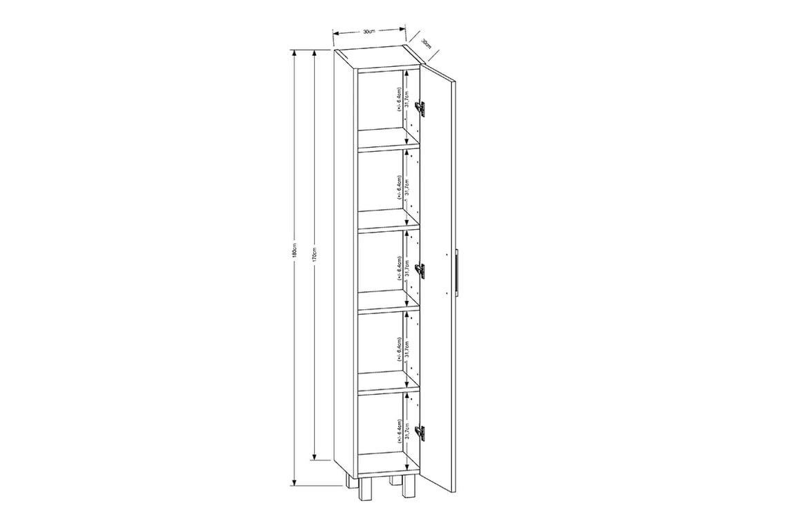 Koupelnová skříňka regál Mindel 30 cm - bílá Skříňka lazienkowa regál Mindel 30 cm - Bílý 