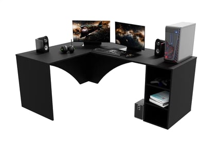 Birou de scris gaming colț stânga Kerbi 135 cm - negru