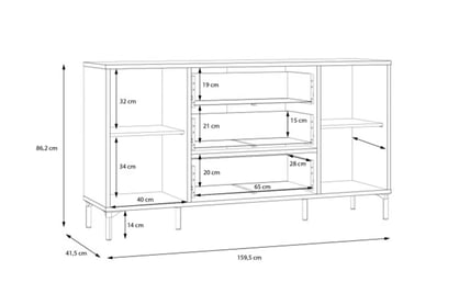 Komoda Joakimis so zásuvkami 160 cm - Dub mauvella / Čierny dvojdverová Komoda Joakimis so zásuvkami 160 cm - Dub mauvella / Čierny 