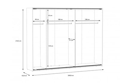 Skříň Hayato 270 cm - alpský smrk skříň ubraniowa przesuwna Hayato 270x210 - swierk alpejski 